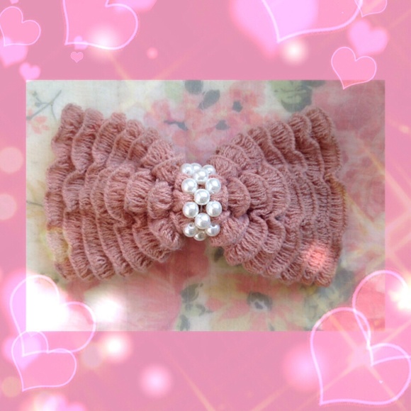 Vintage Accessories - 🎀pink ruffle hair bow/ribbon clip🎀