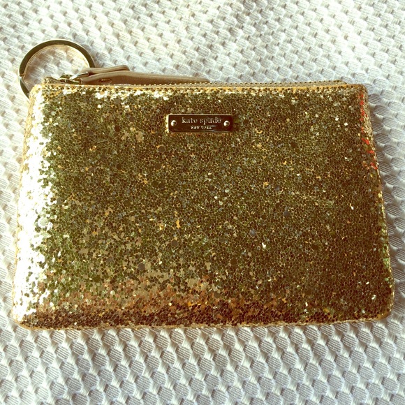 kate spade gold glitter purse