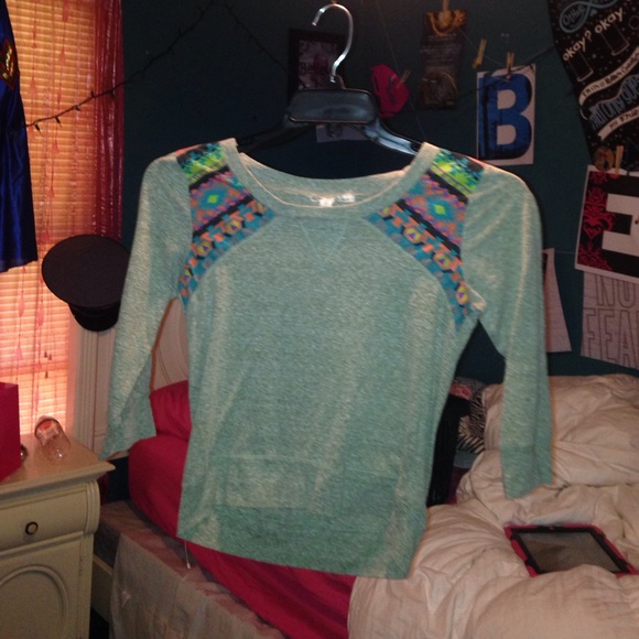 a gray shirt
