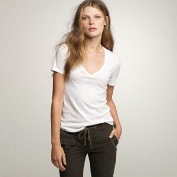 JCREW White V-Neck T-Shirt "Fitted Tee"