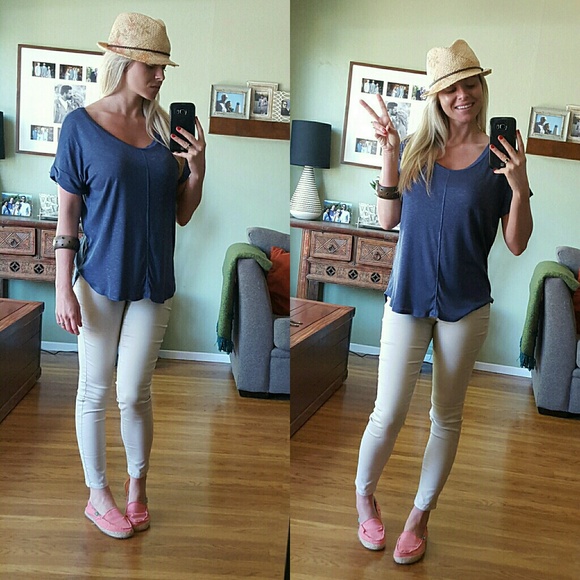 RESERVED Blue Ribbed Tee - Picture 3 of 3