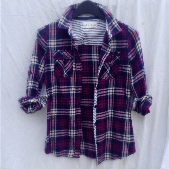 Purple Flannel Button-Up Shirt