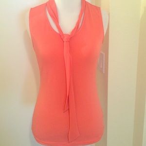 NWT Orange Tie Neck Top