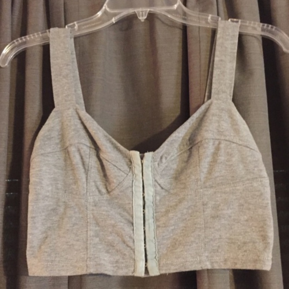 NEW MINKPINK Swayze Gray Crop Top Bustier Button Up Tank Size Small - Picture 4 of 5