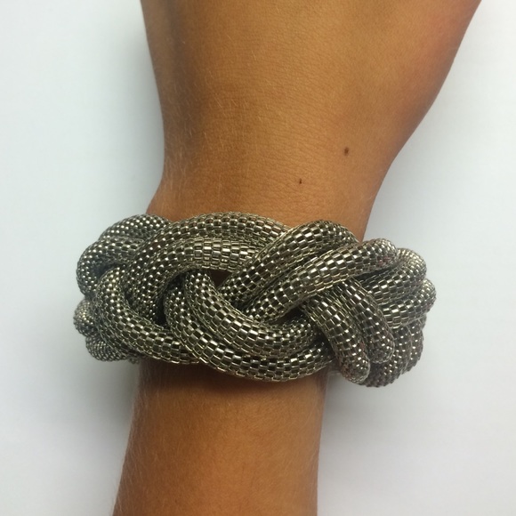 Silver statement braid bracelet - Picture 3 of 3