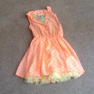 Kids-Orange & yellow polka dot/  dress