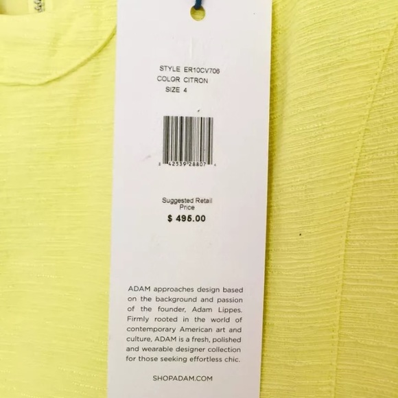 Adam Lippes NWT 4 Yellow Sheath Dress Cotton Silk - Picture 4 of 4