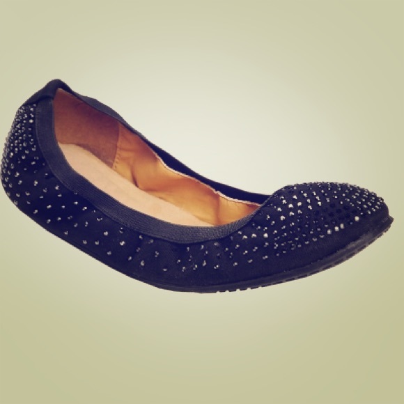 Footzyfolds ballet flats - black with rhinestones