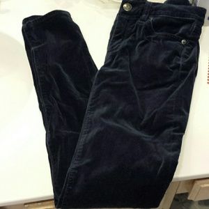 J. Crew Navy Blue Velvet Skinny Stretch Pants