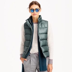 J. Crew Shiny Puffer Green Vest