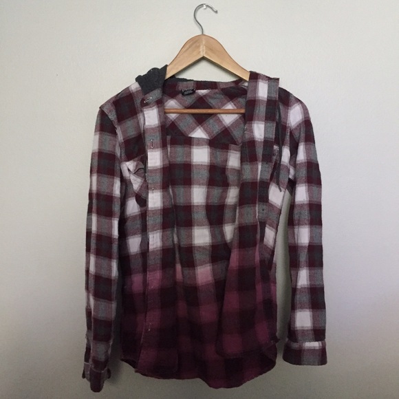 color fade flannel hoodie