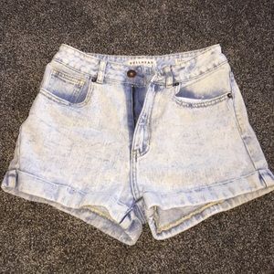 High waisted acid wash shorts
