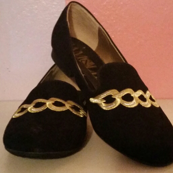 Sam & Libbey Black Gold Chain flats