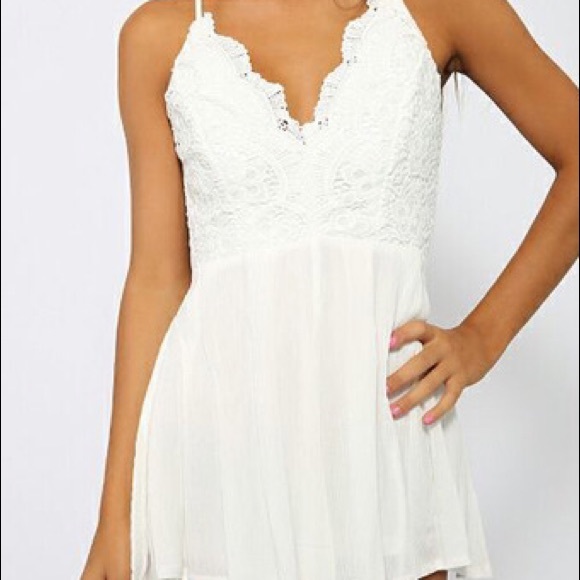 white backless lace dress