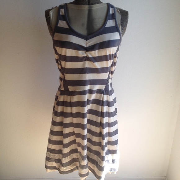 Cream and grey striped dress