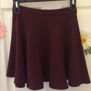 Lush Textured Skater Skirt - Maroon