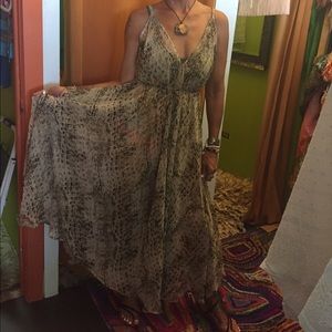 Animal print brown & nude maxi