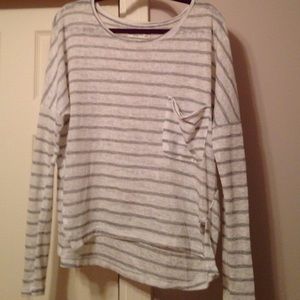 Grey and white striped sweater