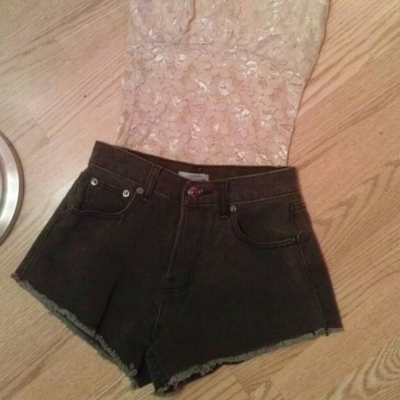 Forest Green High Waisted Shorts - Picture 1 of 2