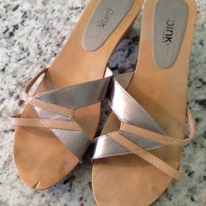 Beautiful tan an silver sandals by Pink!