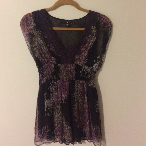 Black and purple chiffon top