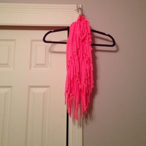 Hot pink fringe scarf