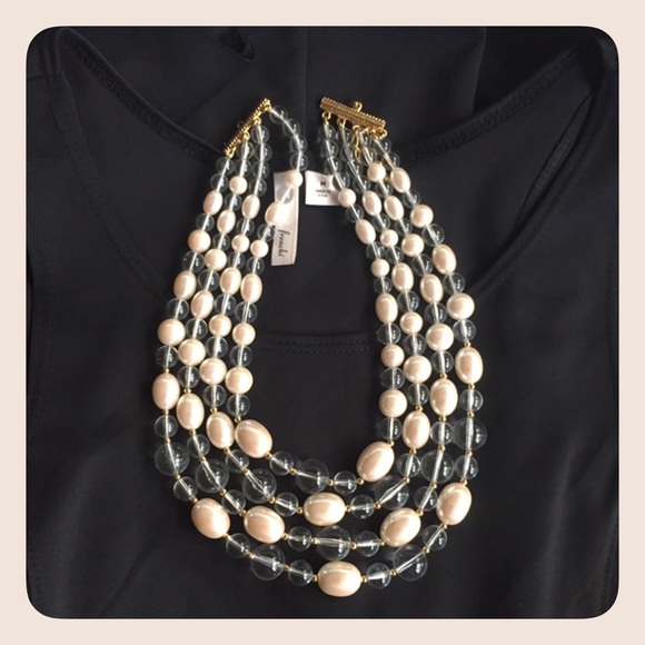 Faux Pearl & Clear Beads 4 Strands Necklace - Picture 5 of 8