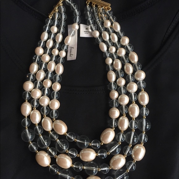 Faux Pearl & Clear Beads 4 Strands Necklace - Picture 8 of 8