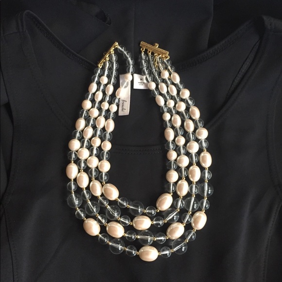 Faux Pearl & Clear Beads 4 Strands Necklace - Picture 3 of 8