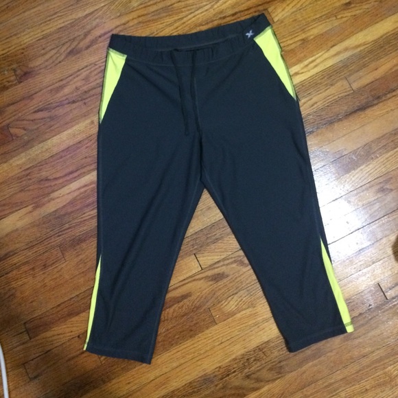 Xersion Pants &amp; Jumpsuits Gray Yellow Workout Active
