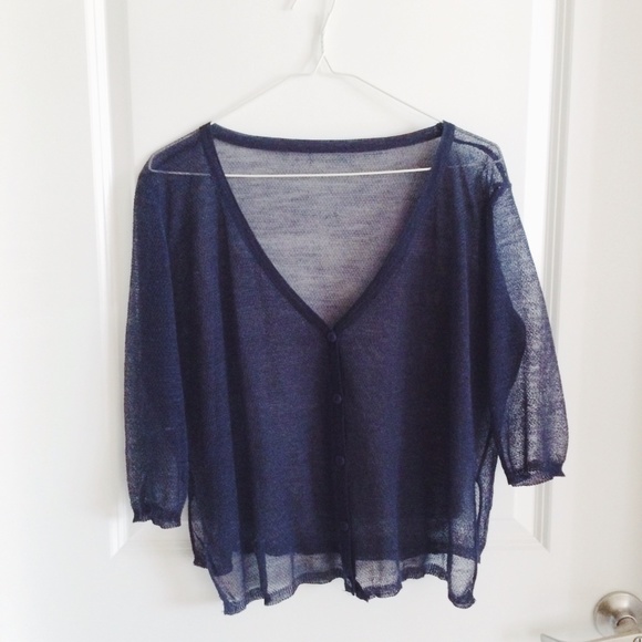 Crochet chiffon see through crop cardigan