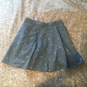 blue denim circle skirt