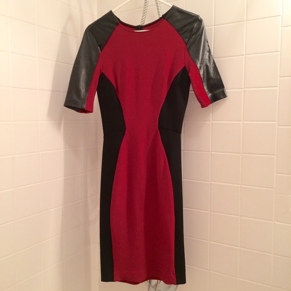 Zara Bodycon Dress with Faux Leather Piecing