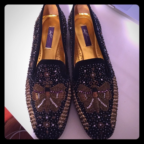 Donald J Pliner signature beaded slippers