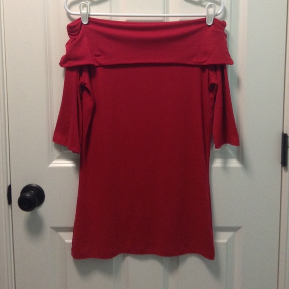 Off the shoulder shirt.