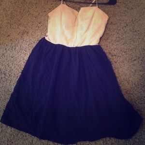 Cream dark blue Dress