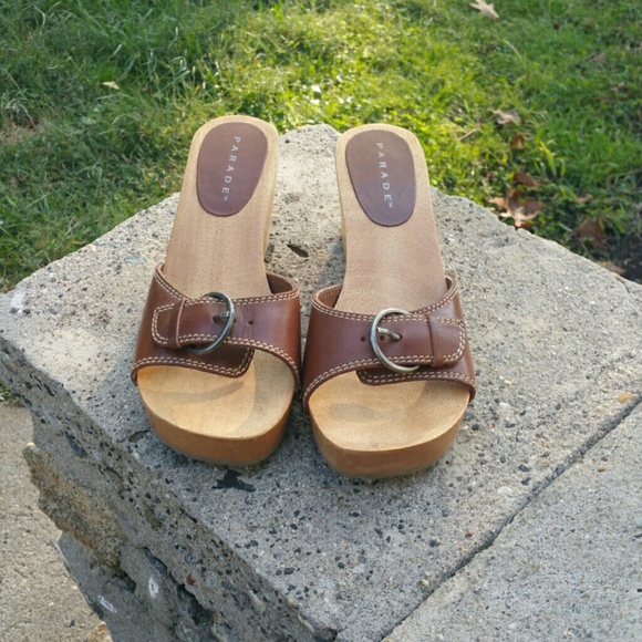 Brown Slide wedge sandal