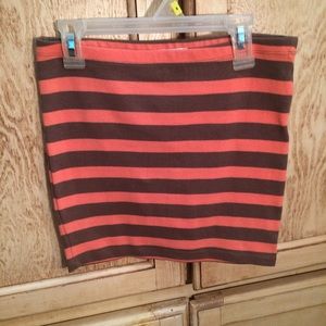 Pink and brown striped skirt