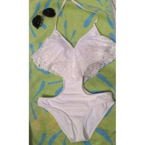 White eyelet monokini worn once !