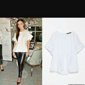 *SALE* Zara poplin flared blouse white topshop