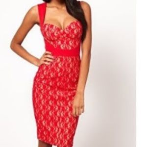 *NWT* Nude Bodycon Dress With Black Floral Lace