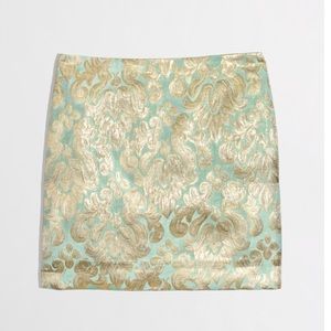 J. Crew Mint & Gold Mini Skirt