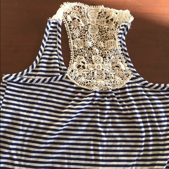 Striped tank top w/ laced back - Picture 2 of 3