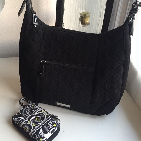 Vera Bradley Handbags - Like New Black Quilted Hobo & Bonus Wristlet