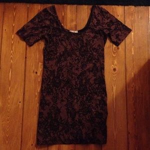 Brown and Pink Bodycon Dress