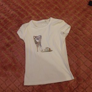 White tee with high heel & crystal embellishment