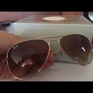 Brand new gold frame brown gradient 58 mm aviators