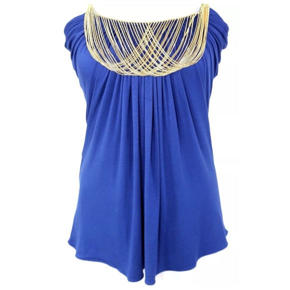 🛍 Sky Blue Dangling Gold Chain Top Small - Picture 4 of 4