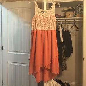 Coral pink high low dress