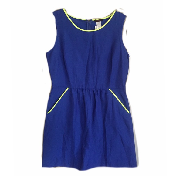 Electric Blue Mini Dress Neon Piping